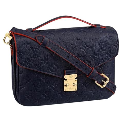 louis vuitton red and navy blue handbag|louis vuitton blue denim bag.